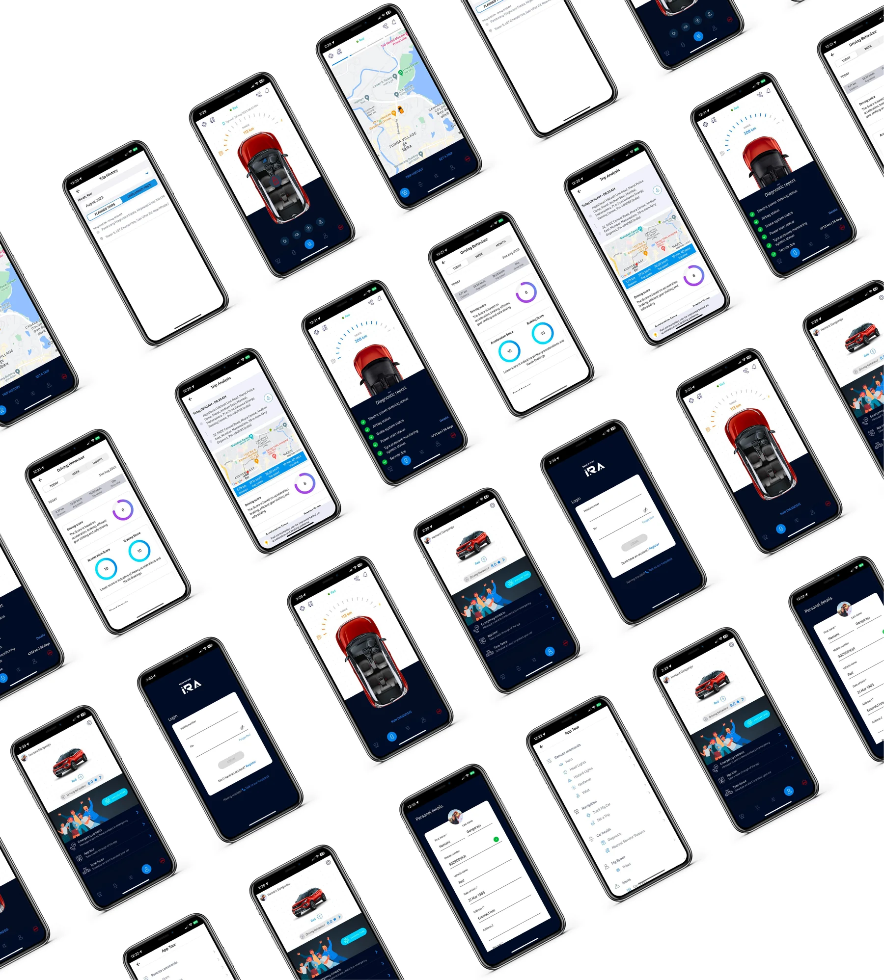 Every screen of the Tata iRA redesign