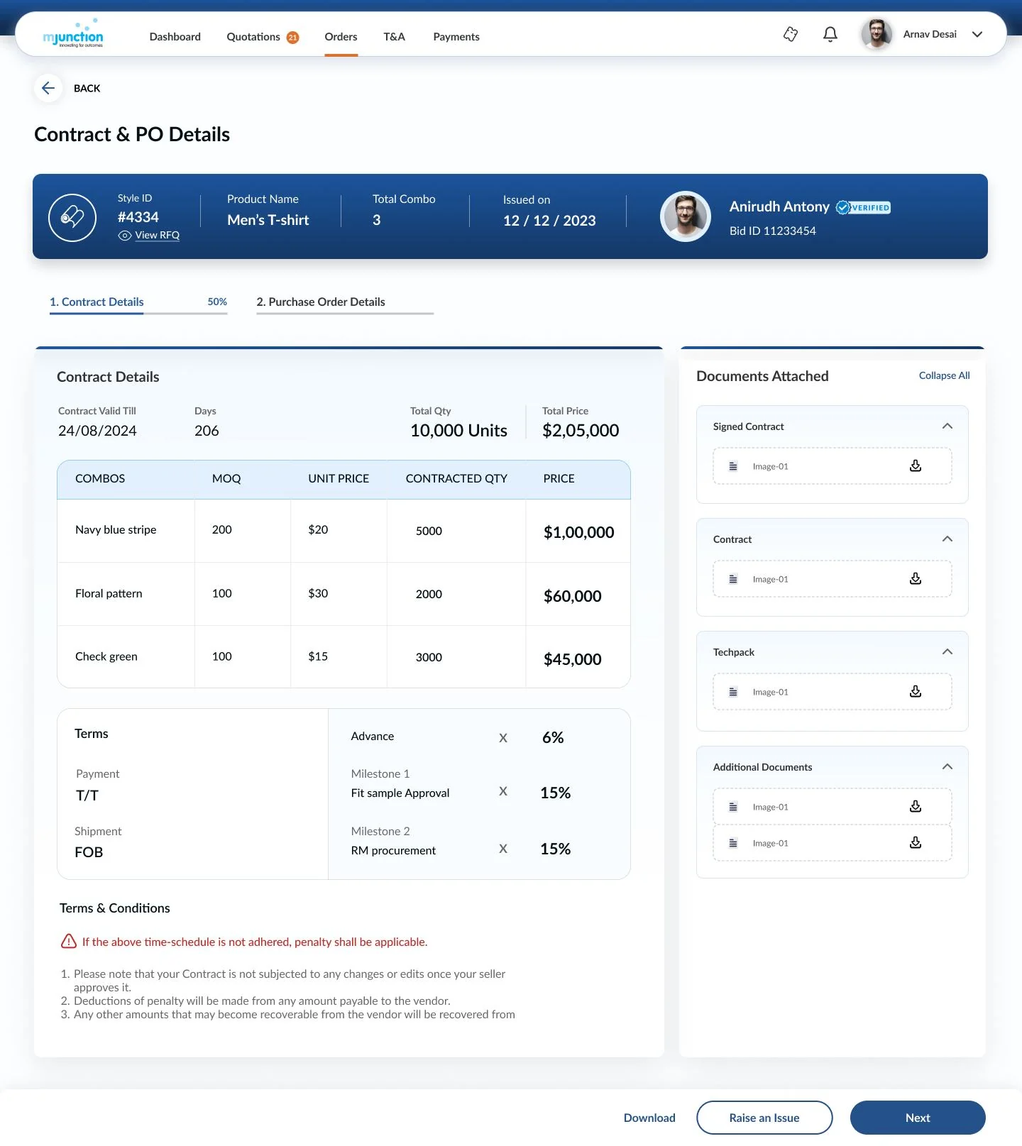 Contract and purchase order